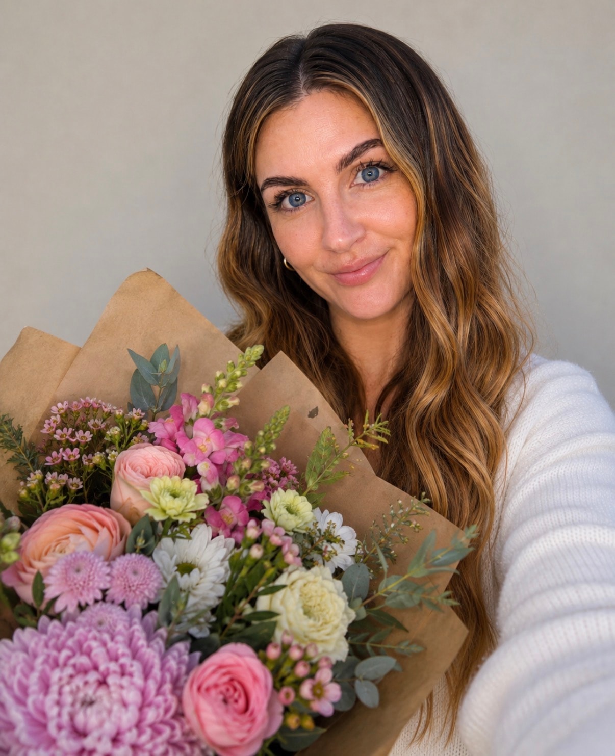 Florist arranging fresh flowers